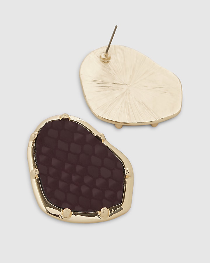 Burgundy Snake Print Earrings
