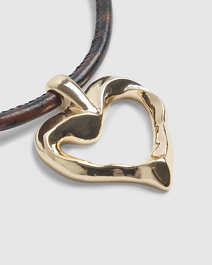 Gold Open Heart Cord Necklace