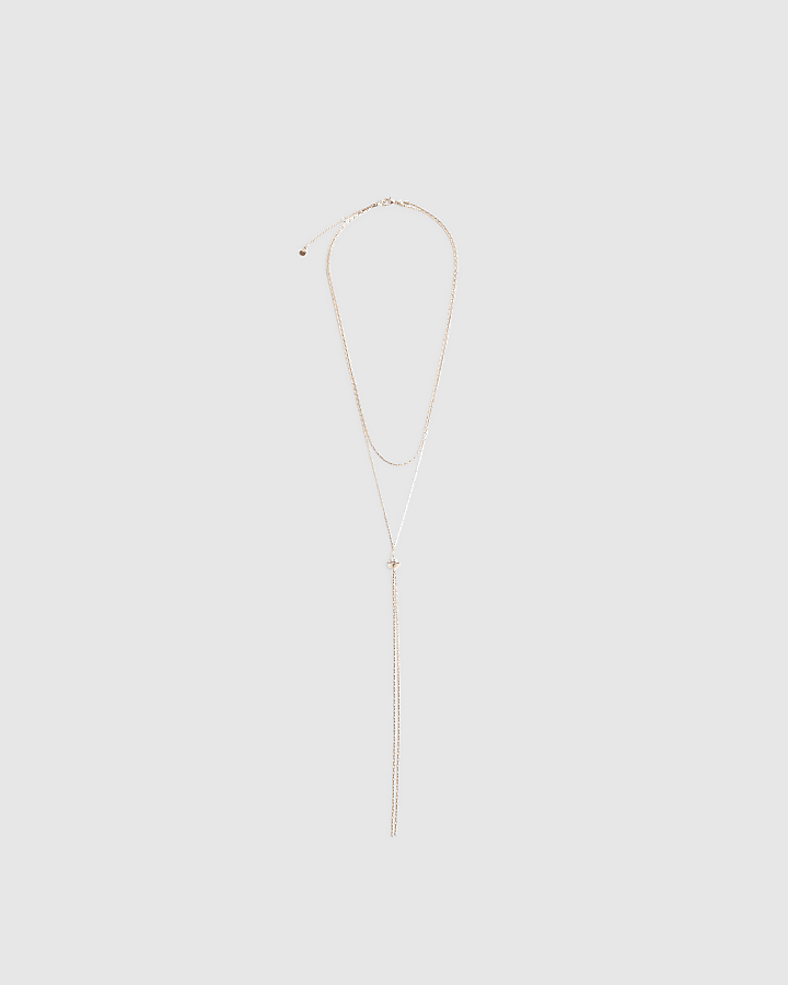 Rose Gold Pretty Chain Lariat Necklace