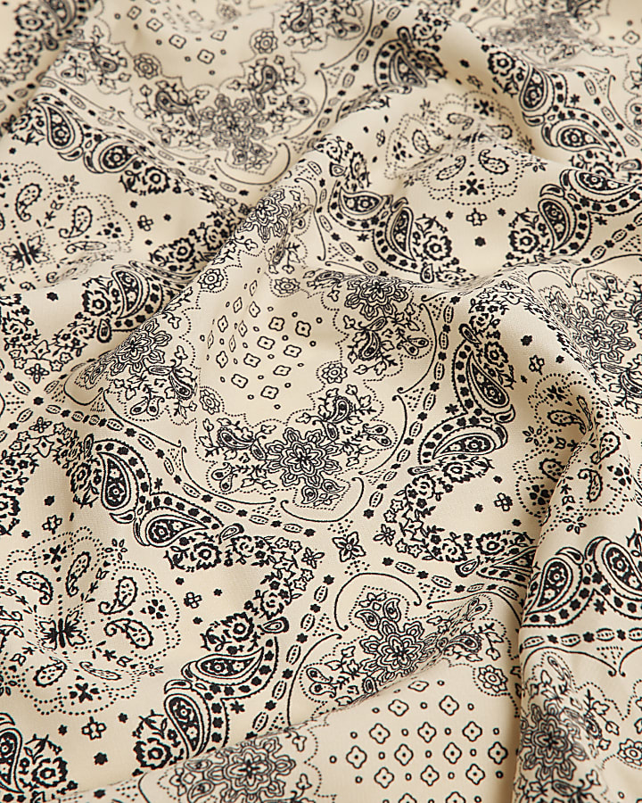 Beige Paisley Print Scarf
