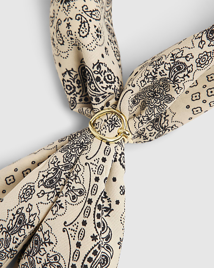 Beige Paisley Print Scarf