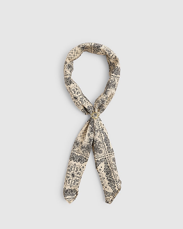 Beige Paisley Print Scarf