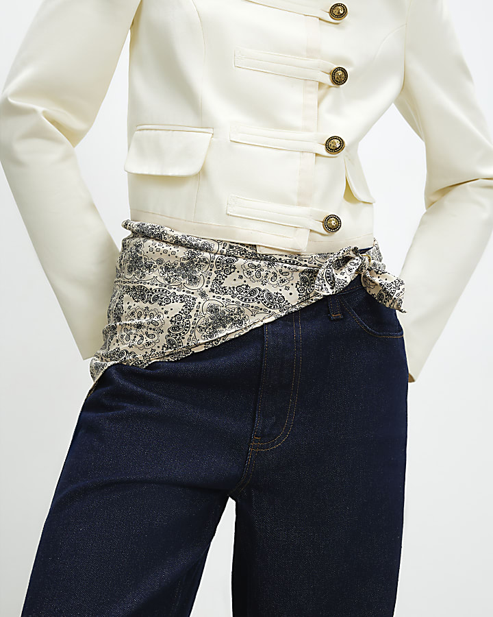 Beige Paisley Print Scarf