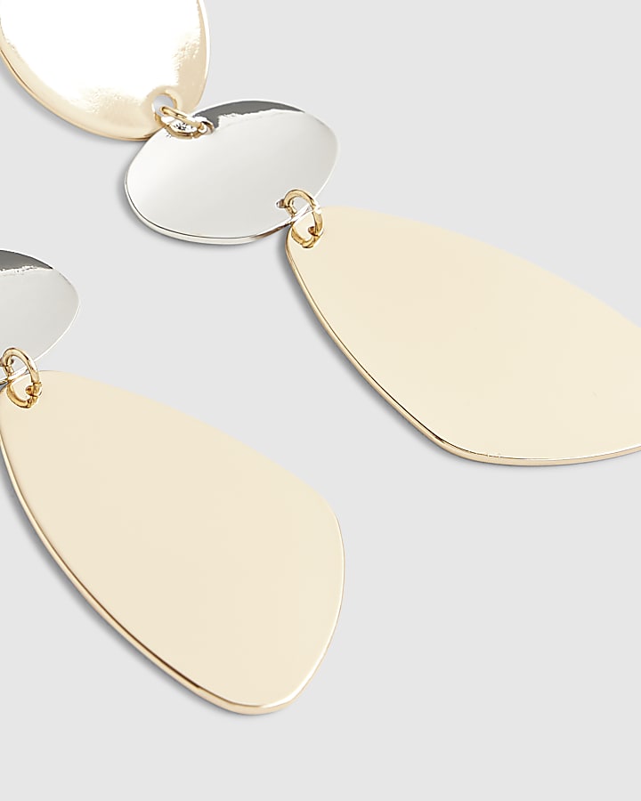 Gold Disc Drop Earrings