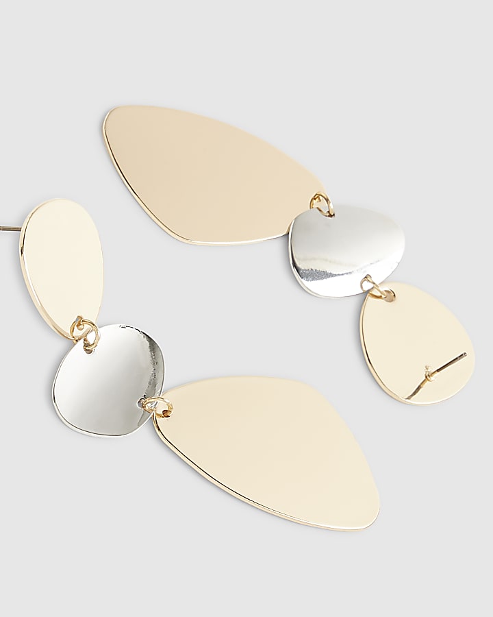 Gold Disc Drop Earrings