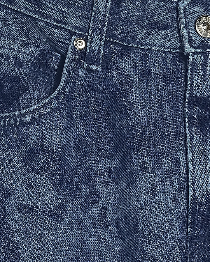 Blue High Waisted Leopard Print Tapered Jeans