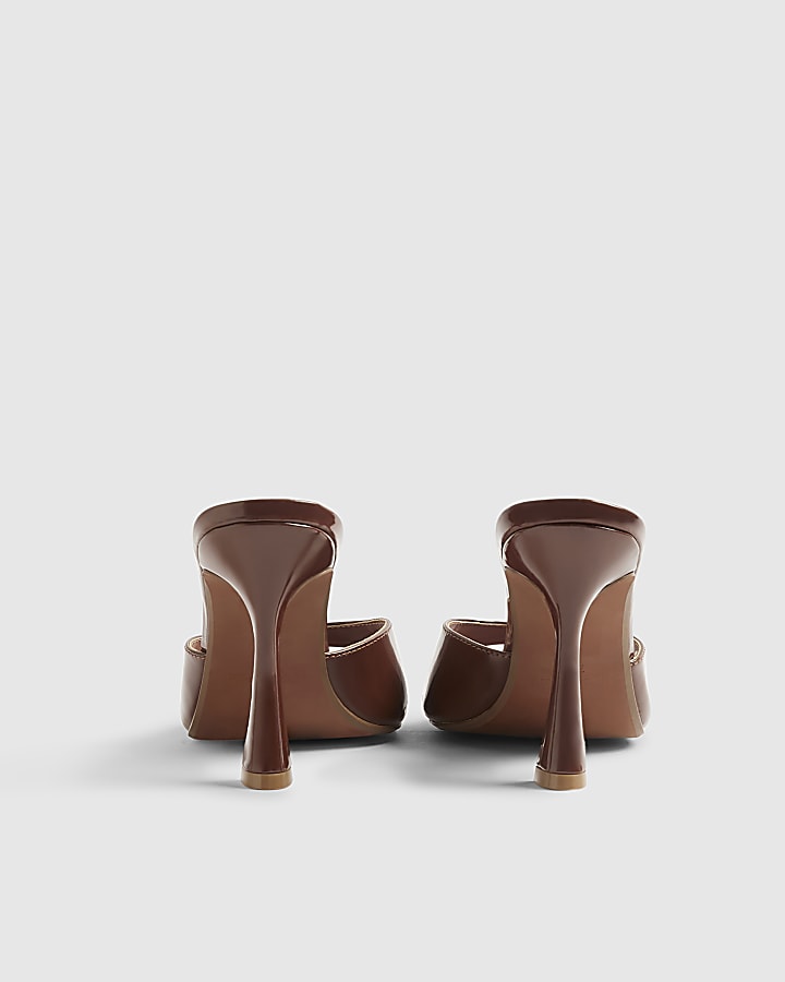 Brown Mule Heeled Sandals
