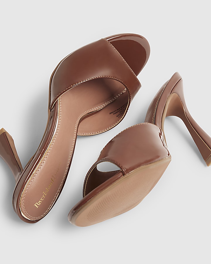 Brown Mule Heeled Sandals