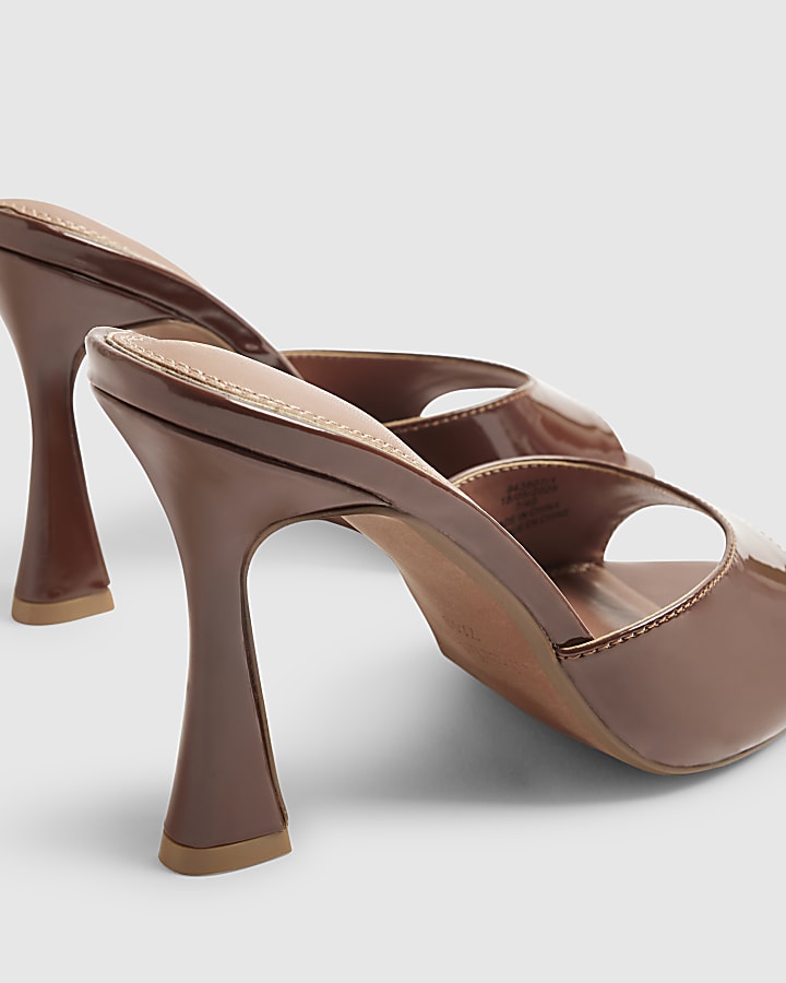 Brown Mule Heeled Sandals