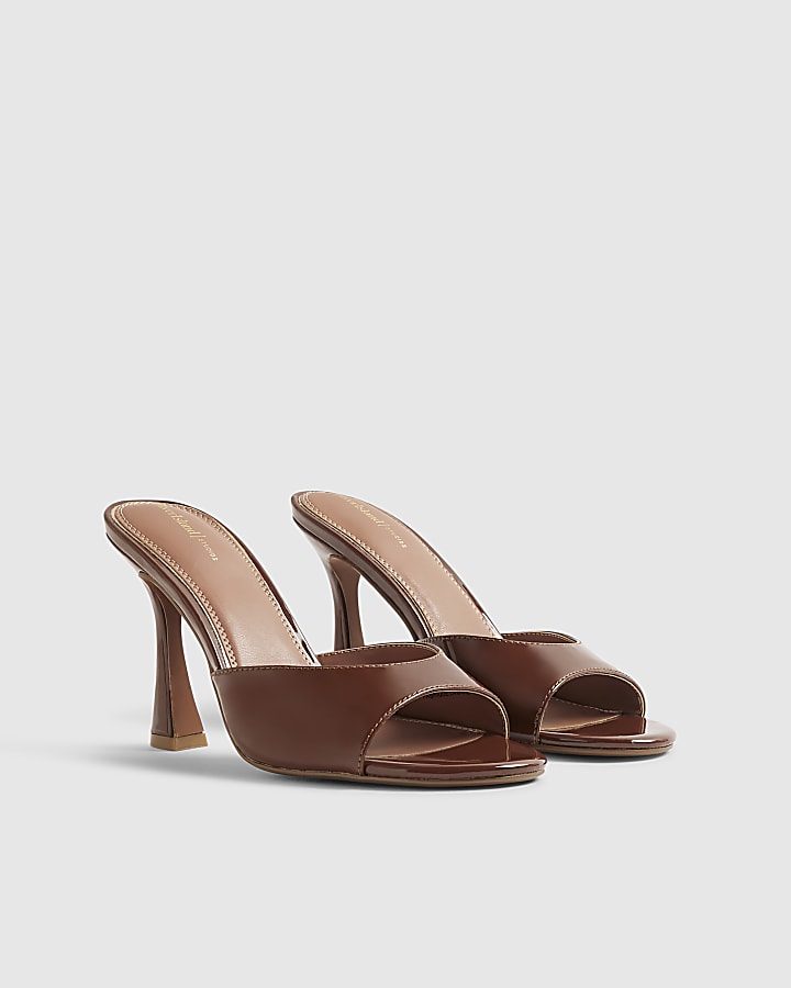 Brown Mule Heeled Sandals