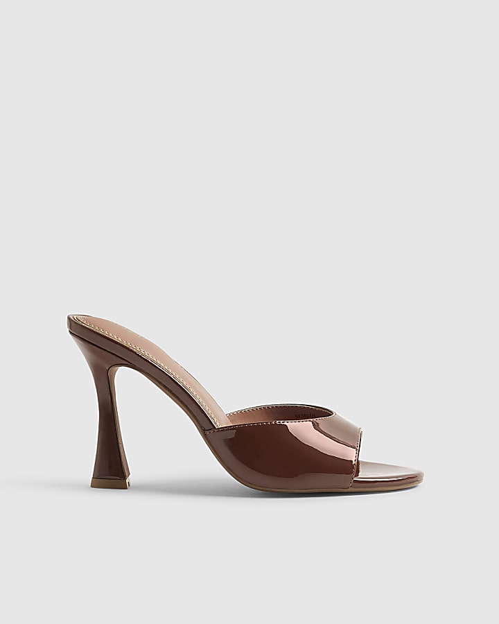 Brown Mule Heeled Sandals