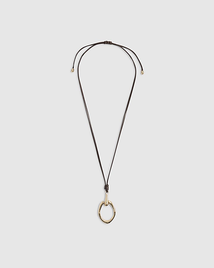 Gold Horse Bit Corded Necklace