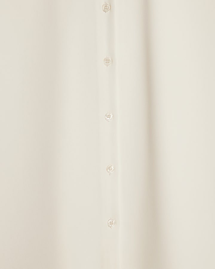 Cream Crepe Short Sleeve Shirt