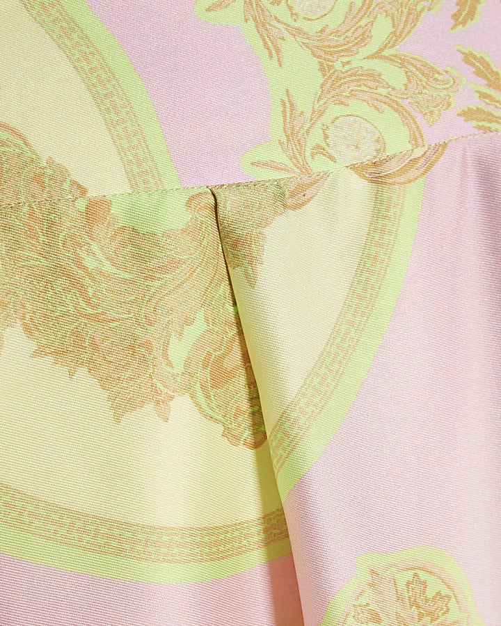 Yellow Satin Paisley Print Wide Leg Trousers