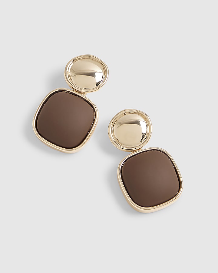 Brown stone drop earrings