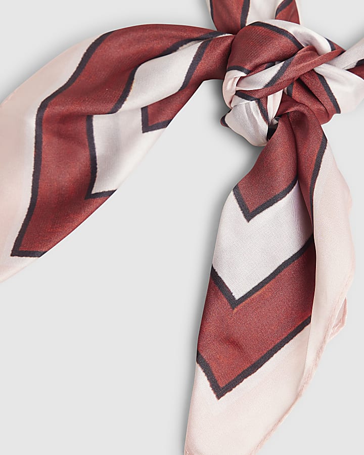 Red Striped Satin Scarf
