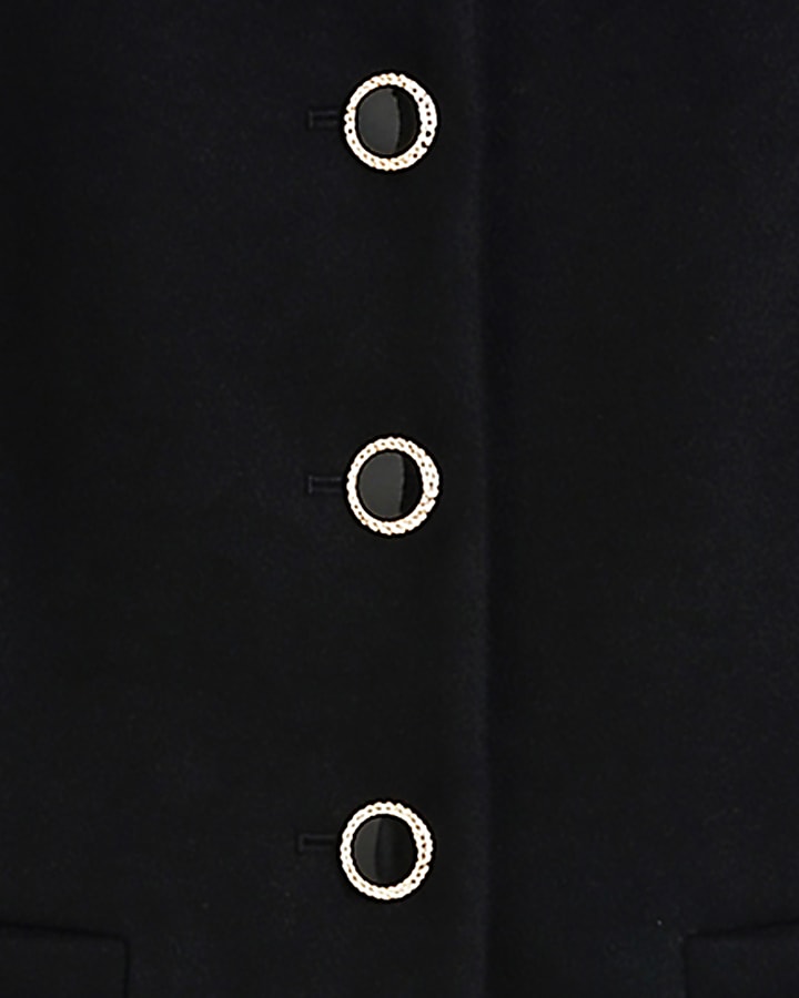 Black Leopard Print Faux Fur Trim Jacket