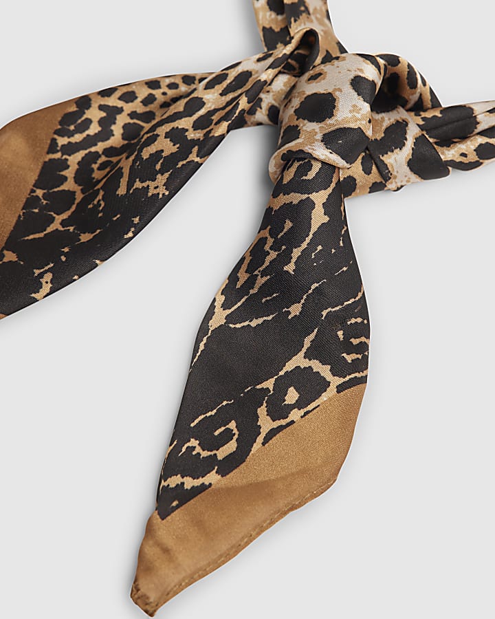 Brown Leopard Print Scarf