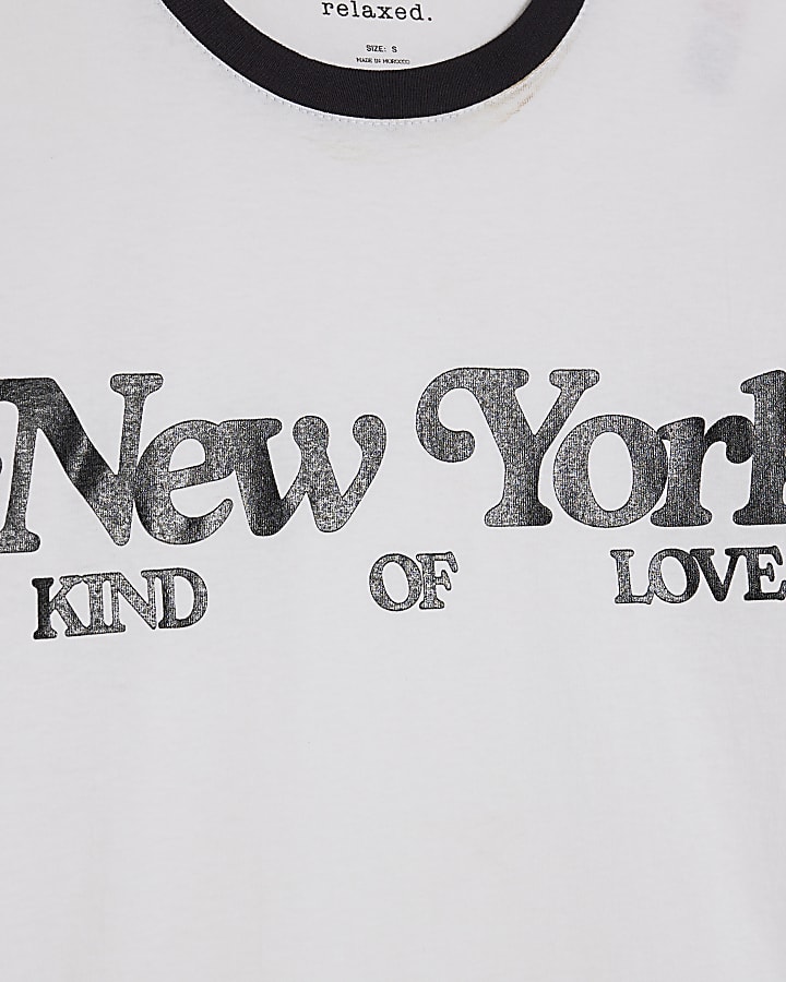 White Cotton New York Ringer T-Shirt