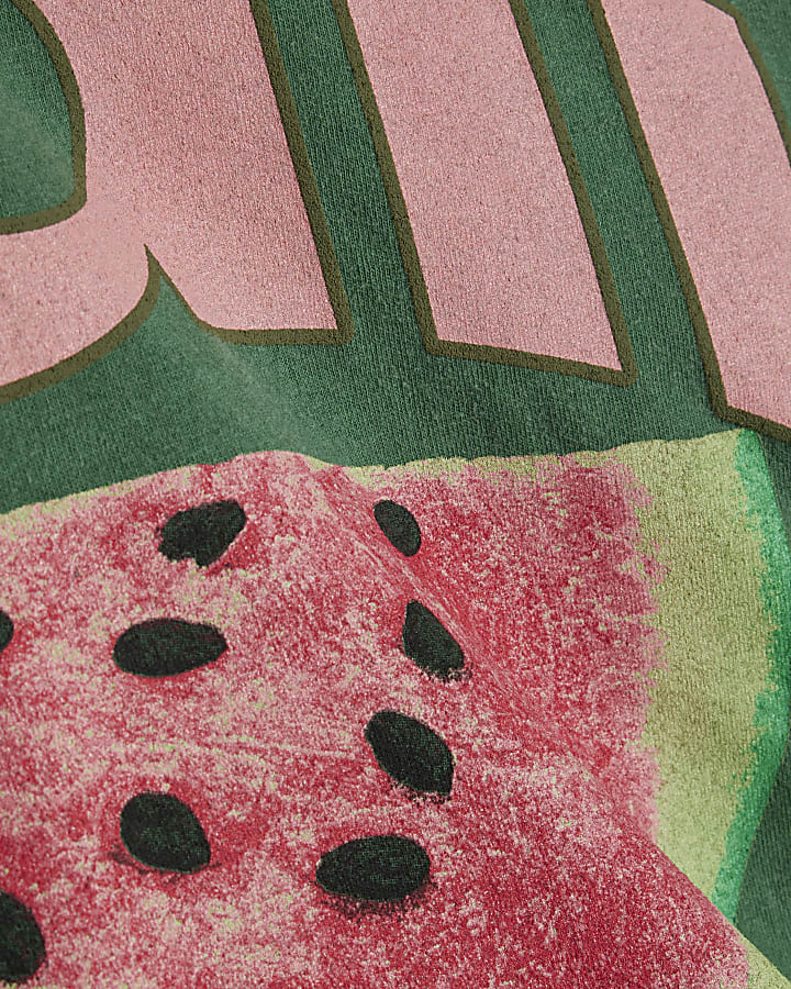 Green Cotton Short Sleeve Watermelon T-Shirt