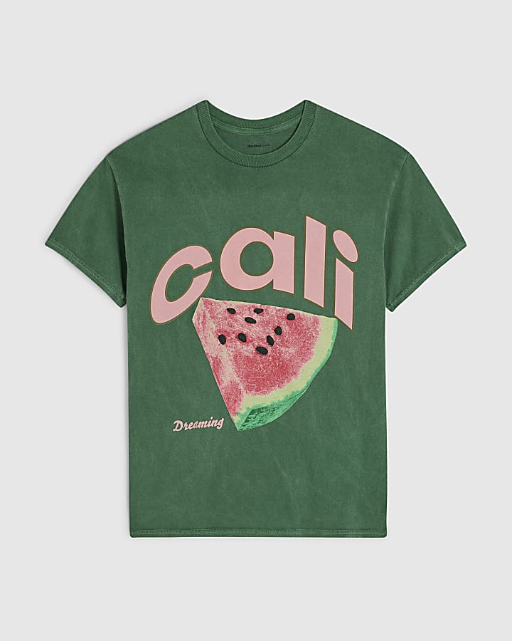 Green Cotton Short Sleeve Watermelon T-Shirt