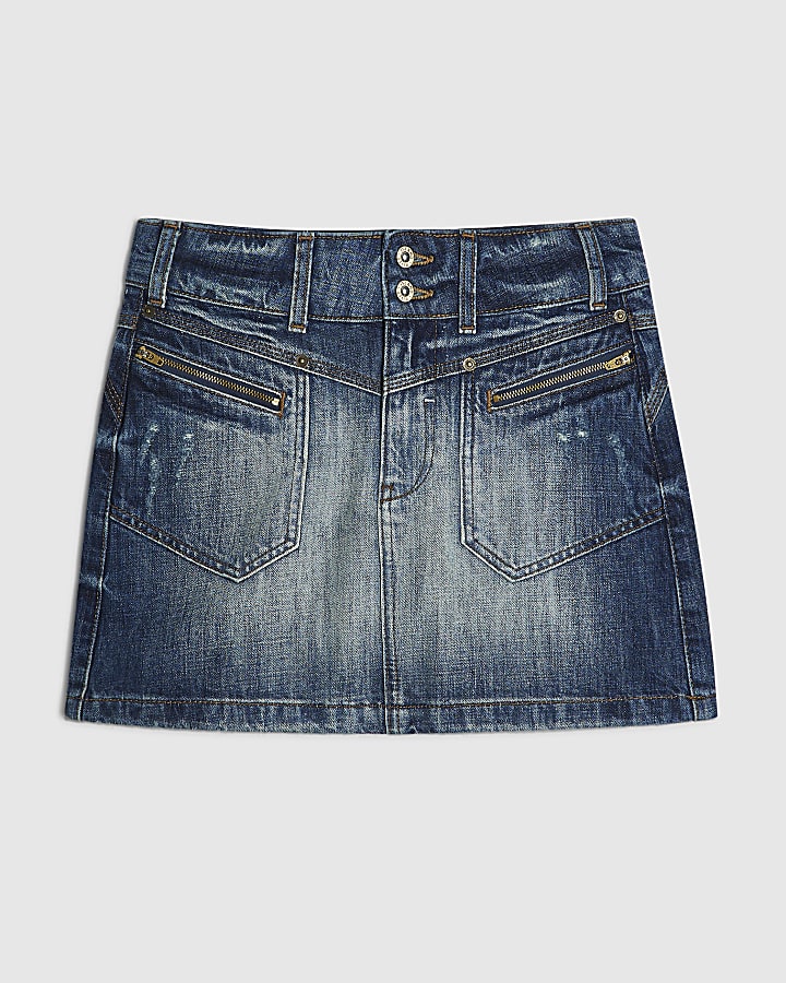 Blue Denim Jade Mid Rise Mini Skirt
