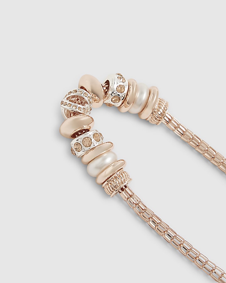 Rose Gold Beaded Charm Necklace