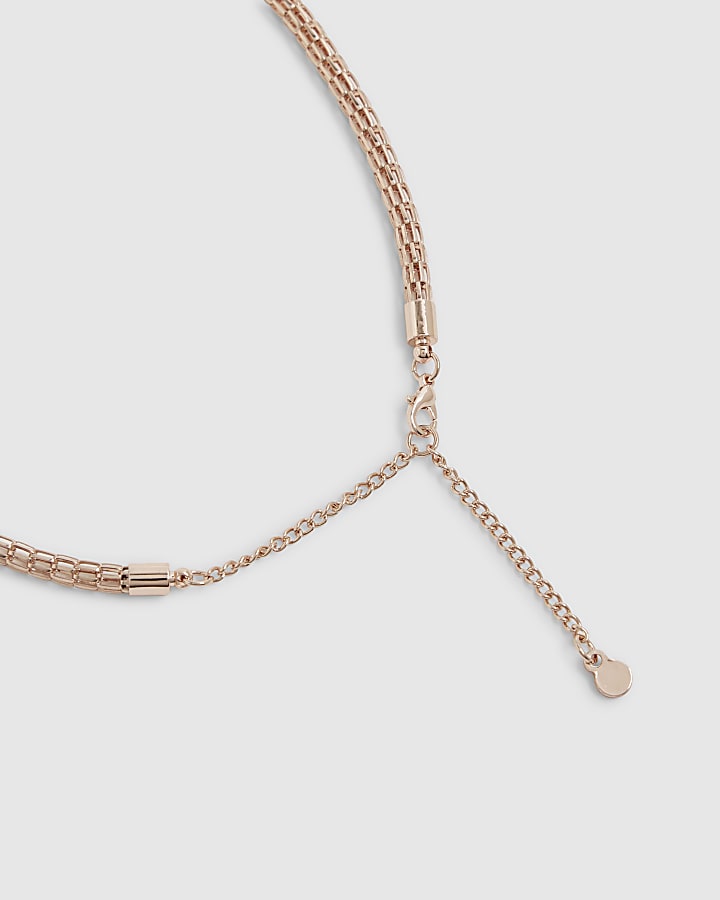 Rose Gold Beaded Charm Necklace