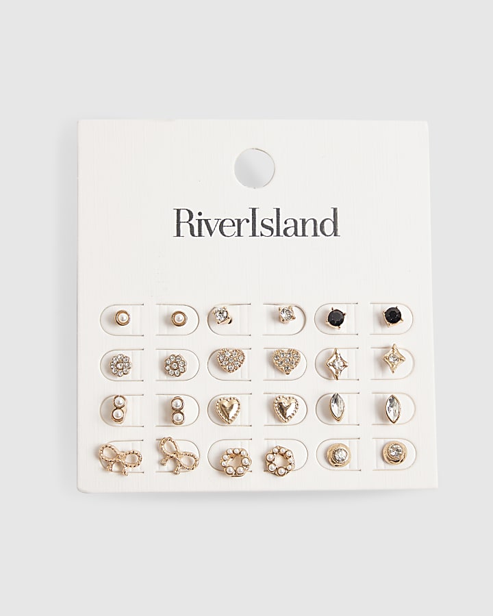 Gold Multi Heart Stud Earring Pack