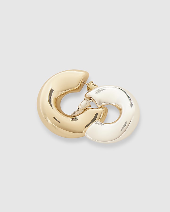 Gold And Silver 2 Pack Chunky Hoop Earrings