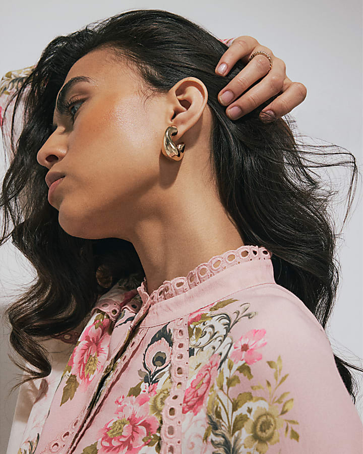 Gold And Silver 2 Pack Chunky Hoop Earrings