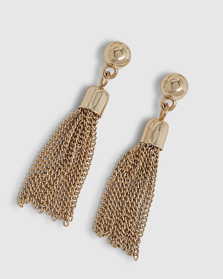 Gold Heart And Tassel Earring 3 Pack
