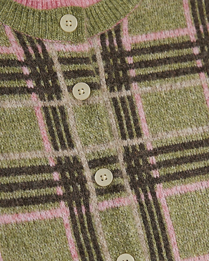 Green Check Cardigan