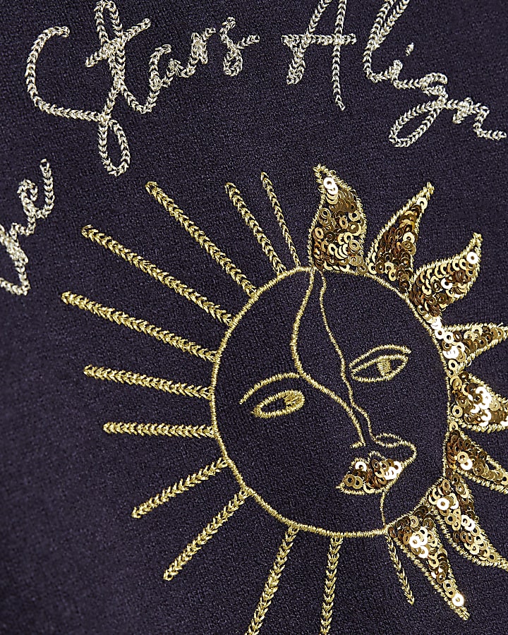 Navy Stars Align Embellished Jumper
