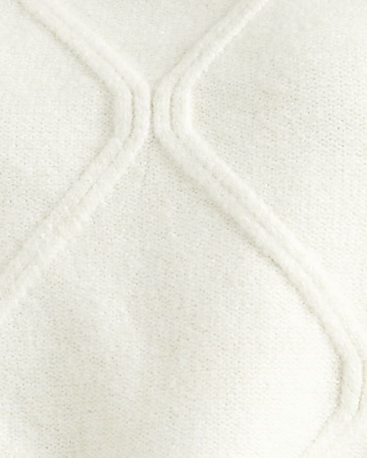 Cream Clean Argyle High Neck Jumper