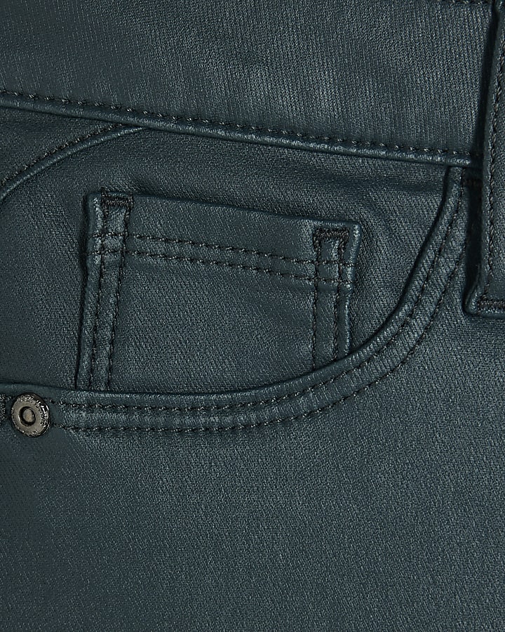 Green Mid Rise Skinny Molly Coated Jeans