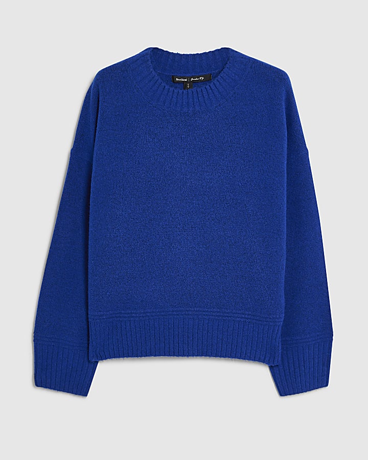 Blue Soft Knit Crew Neck Jumper