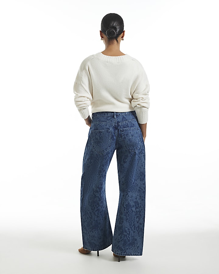 Petite High Waist Leopard Print Tapered Jeans