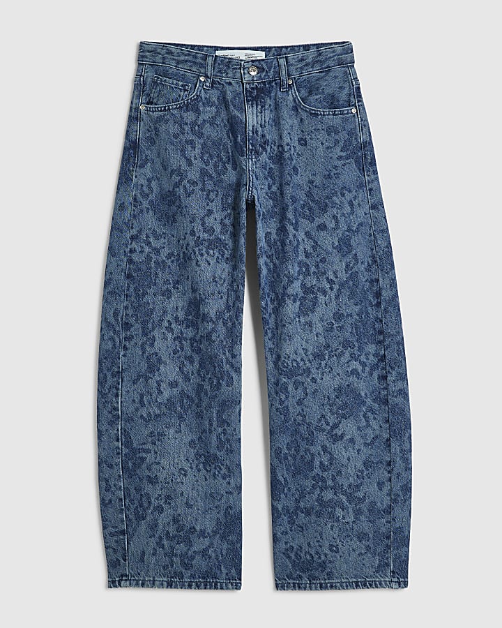 Petite High Waist Leopard Print Tapered Jeans
