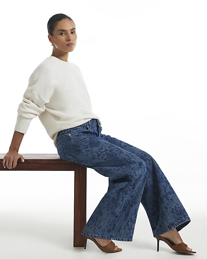 Petite High Waist Leopard Print Tapered Jeans