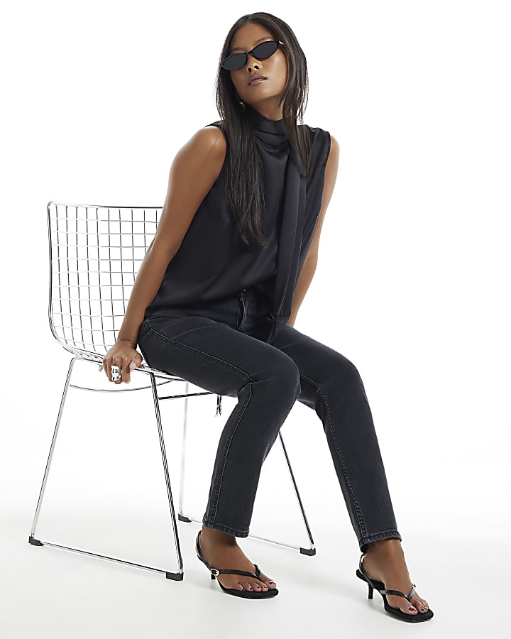Petite Black High Waisted Cigarette Jeans