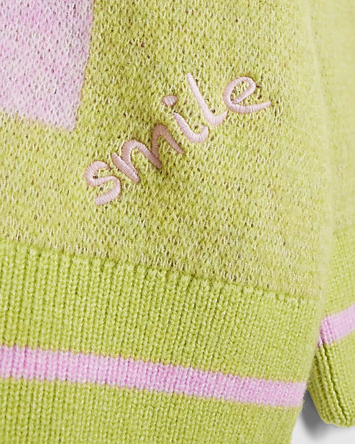 Green Long Sleeve Smiley Face Jumper