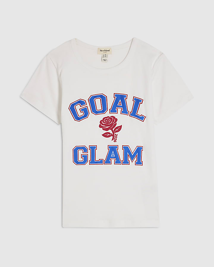 White Short Sleeve Glam Football Baby T-Shirt