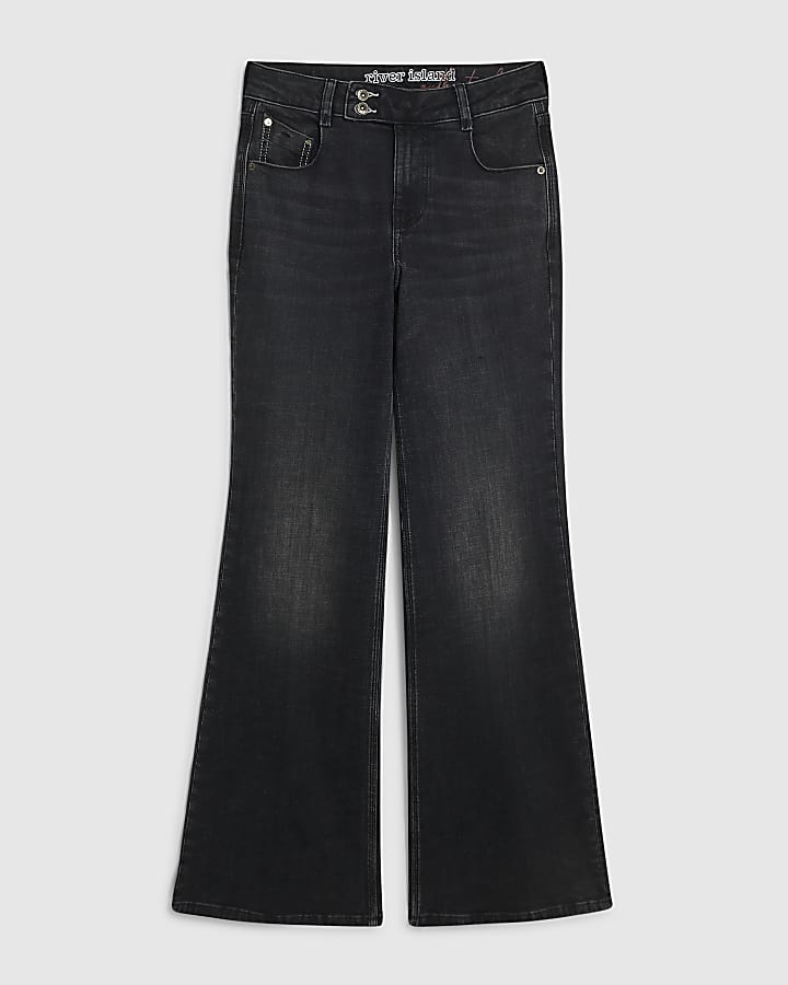 Black Yasmin Mid Rise Relaxed Flare