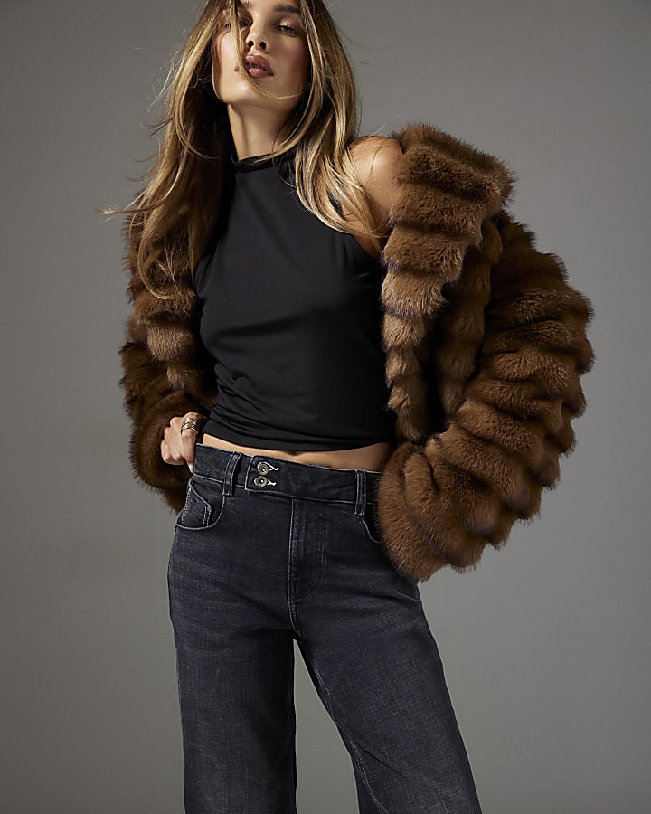 Black Yasmin Mid Rise Relaxed Flare