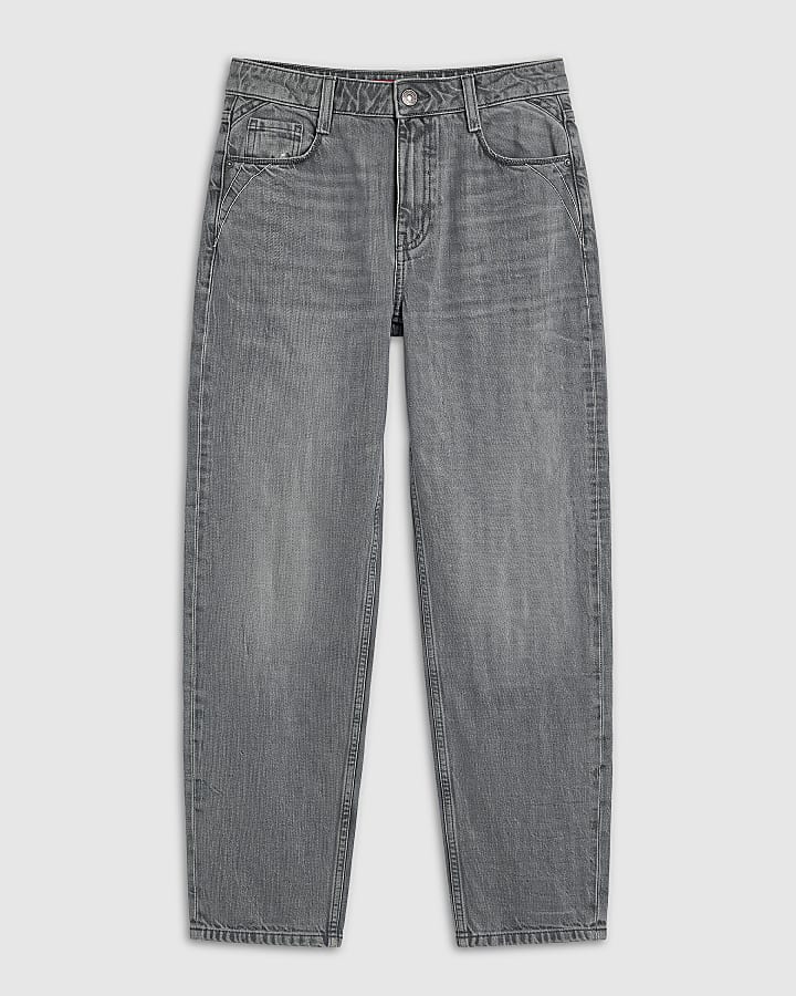Grey High Waisted Vintage Barrel Leg Jeans