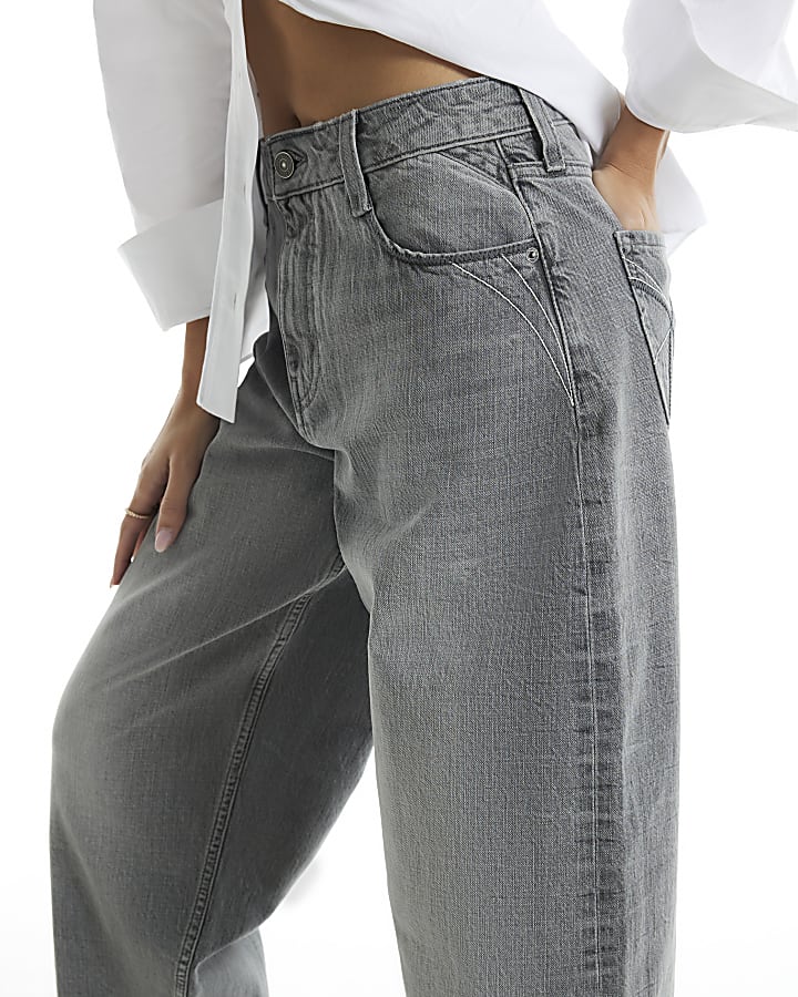 Grey High Waisted Vintage Barrel Leg Jeans