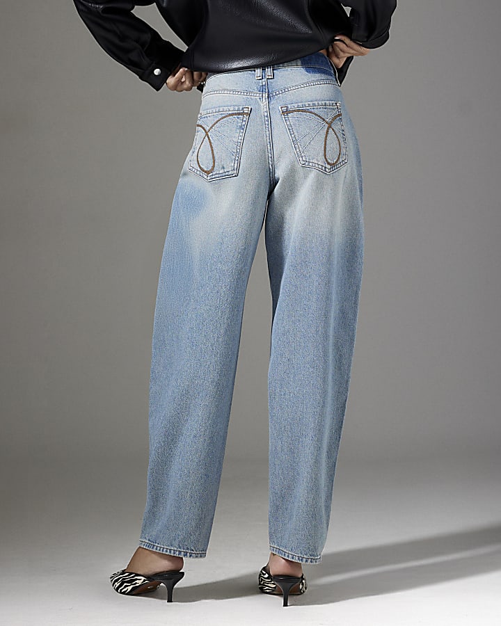 Blue Vintage High Waisted Barrel Leg Jeans