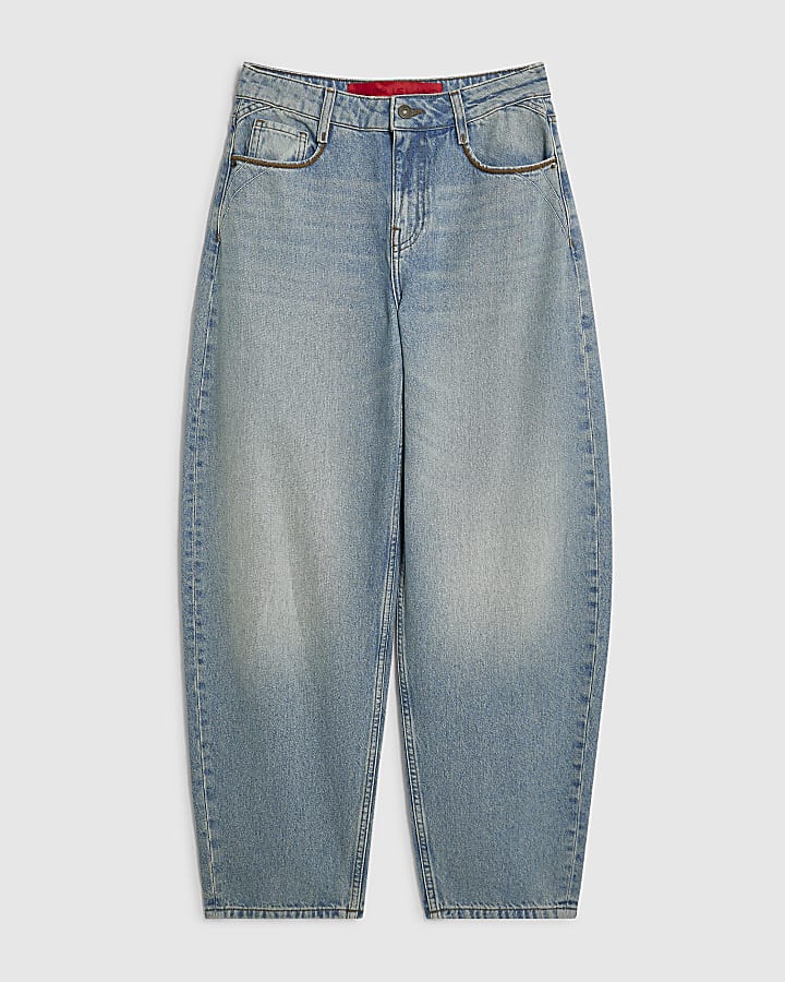 Blue Vintage High Waisted Barrel Leg Jeans