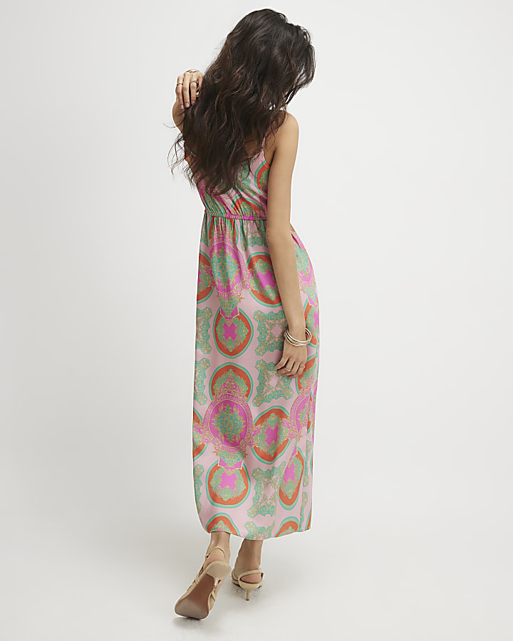Pink Twist Front Slip Dress